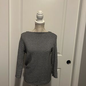 Joe Fresh Black and White Zigzag Long Sleeve Top